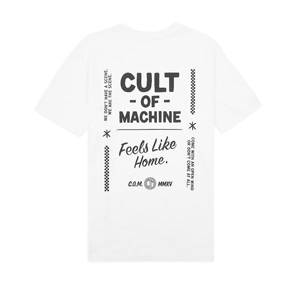 Caffeine and Machine Cult Of Machine Tee White Black