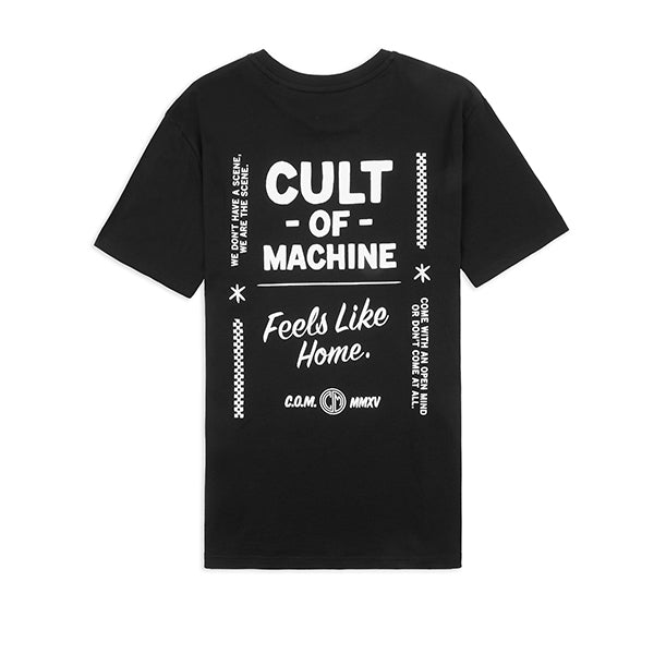 Caffeine and Machine Cult Of Machine Tee Black White