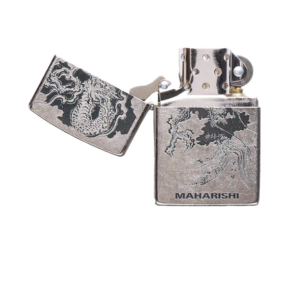 Maharishi Fire Dragon Engraved Zippo Lighter Silver