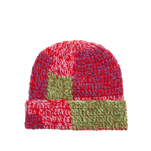 Obey Patchwork Rib Beanie Red Multi