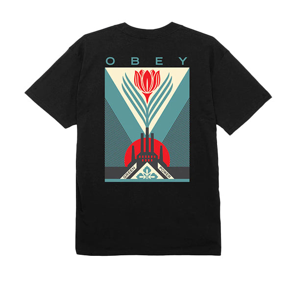 Obey Green Power Factory T Shirt Black