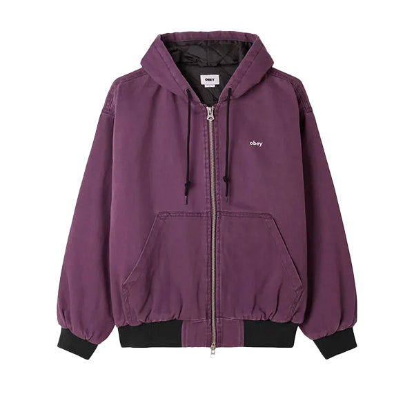 Obey Wiltern Zip Up Hood Potent Purple Faded Wash