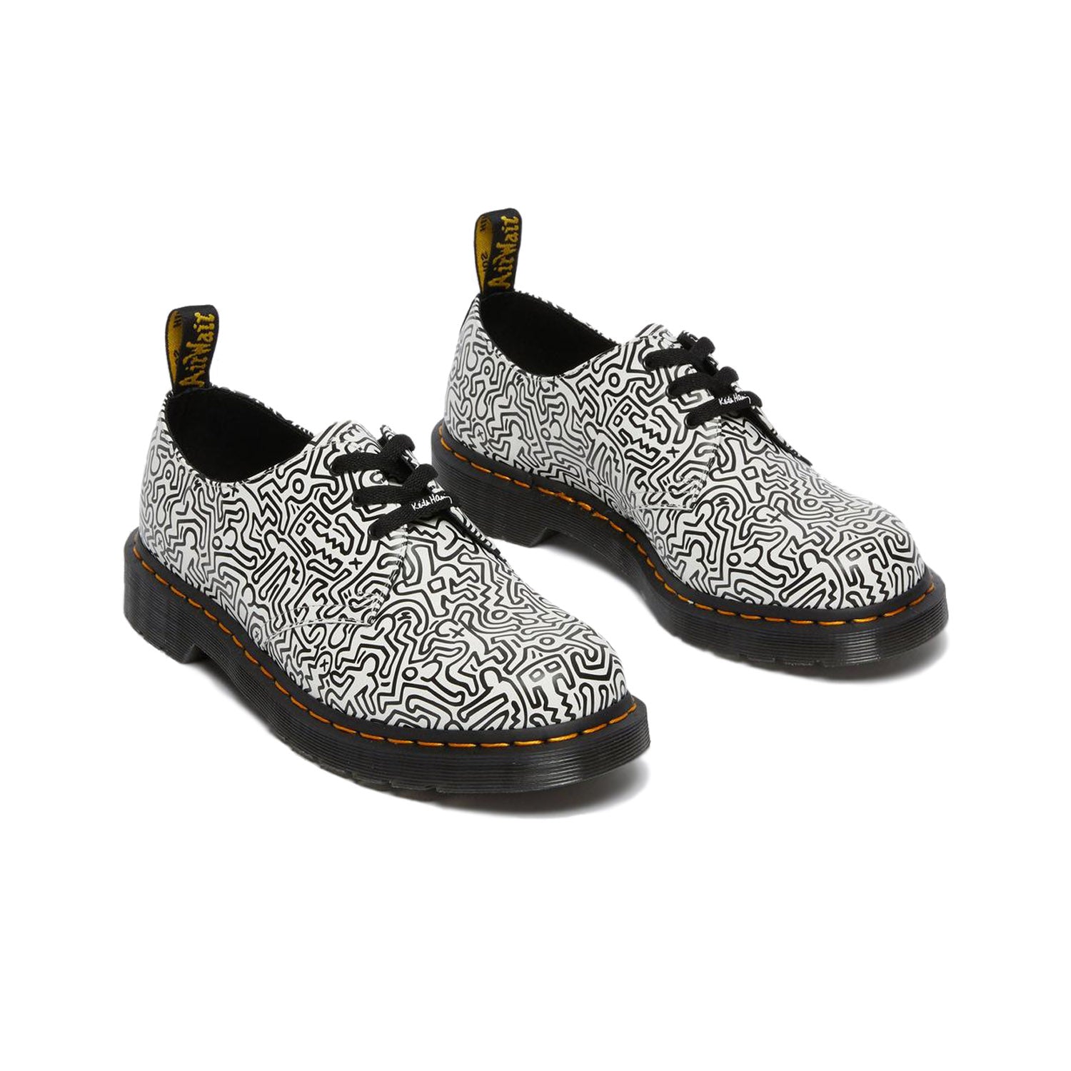 Dr. Martens 1461 Keith Haring Black and White Printed Leather Shoes