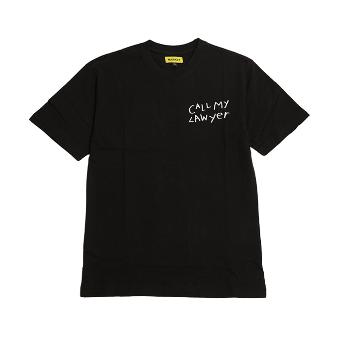 Market Call My Lawyer Hand Drawn Tshirt Black