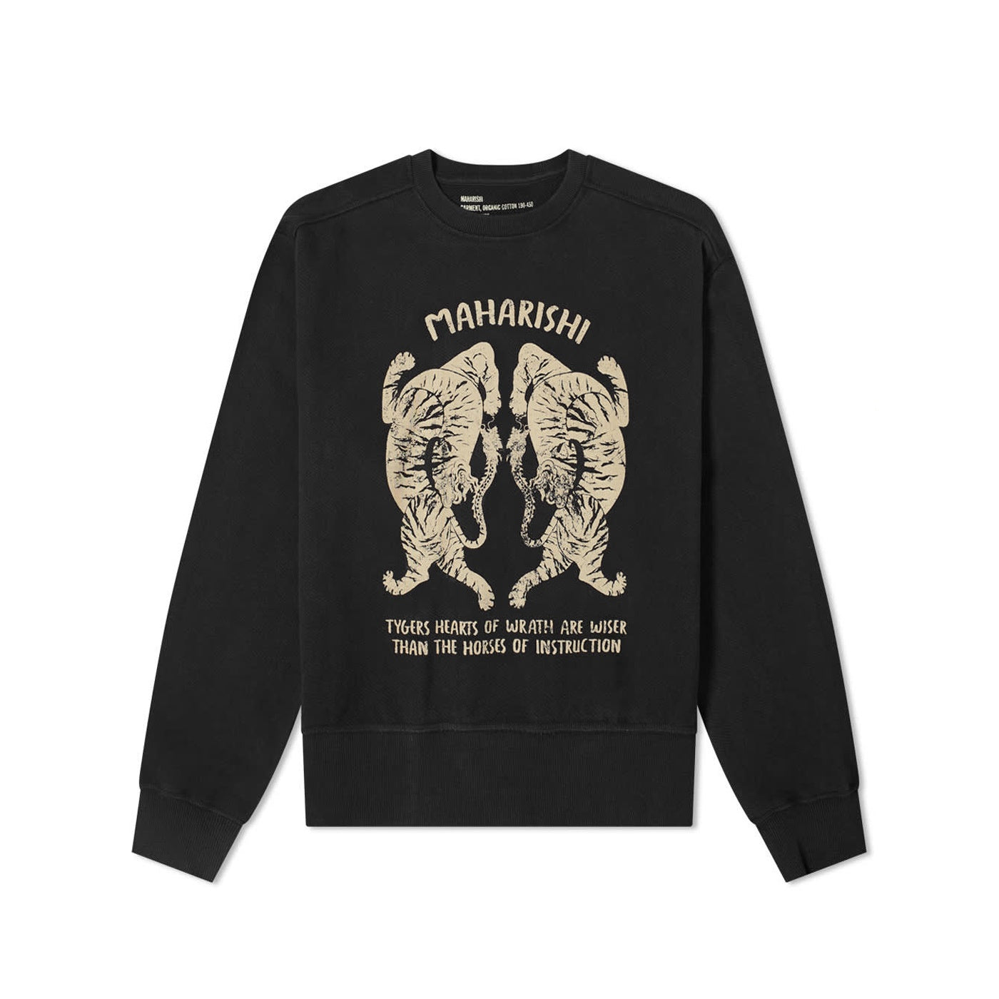 Maharishi Tigers Of Wrath U.S. Crew Sweat Organic Sweat 450 Black