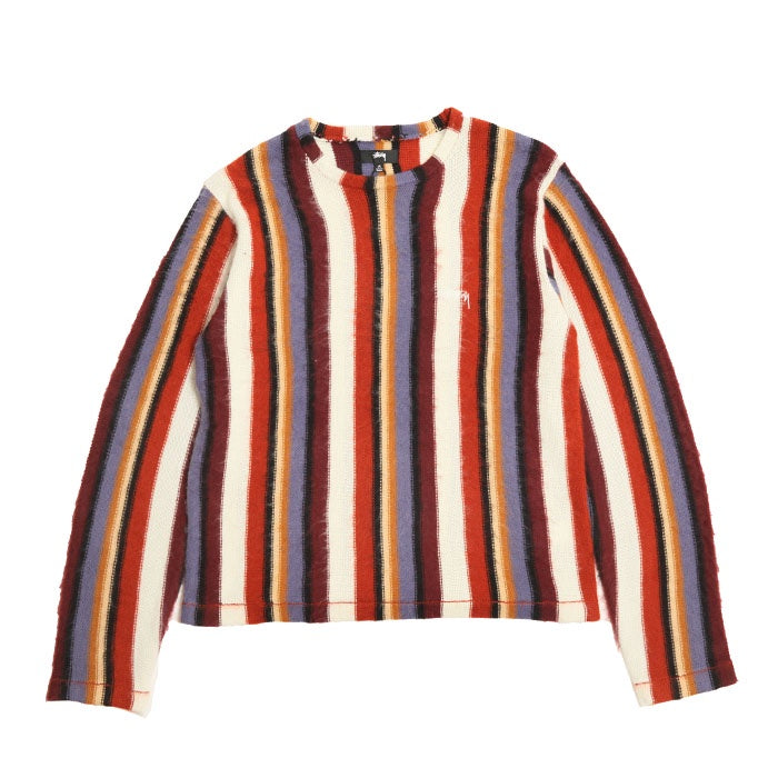 Stussy Vertical Striped Knit Crew Rust
