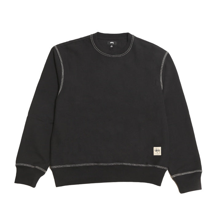 Stussy Contrast Stitch Label Crew Black