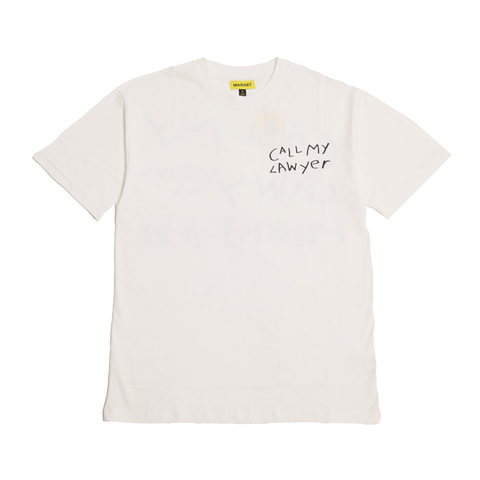 Market Call My Lawyer Hand Drawn Tshirt White