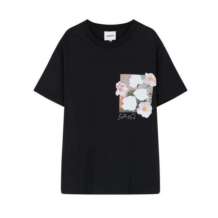 Soulland Flower Scribble Tshirt Black