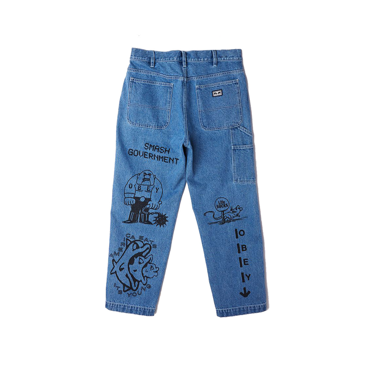 Obey Hardwork Printed Carpenter Pant Light Indigo