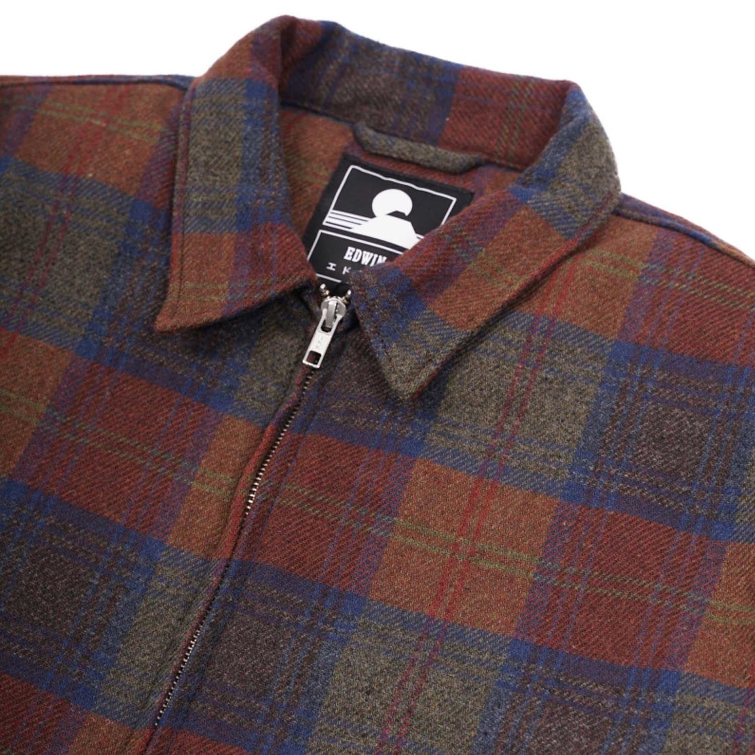 Edwin Club Jacket Plaid Wool Martini Olive Auburn