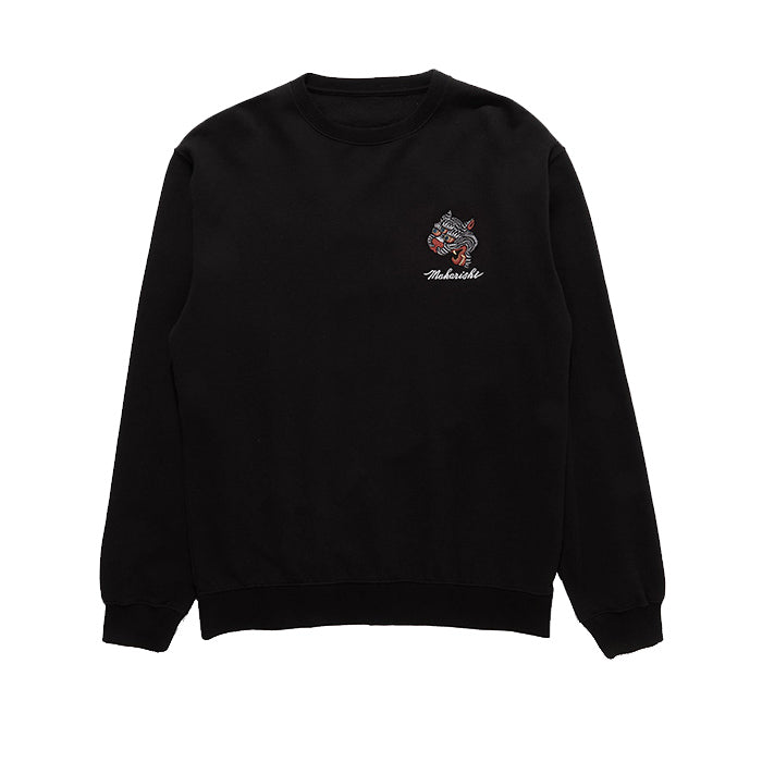Maharishi Tiger Embroidered Crew Sweat Black