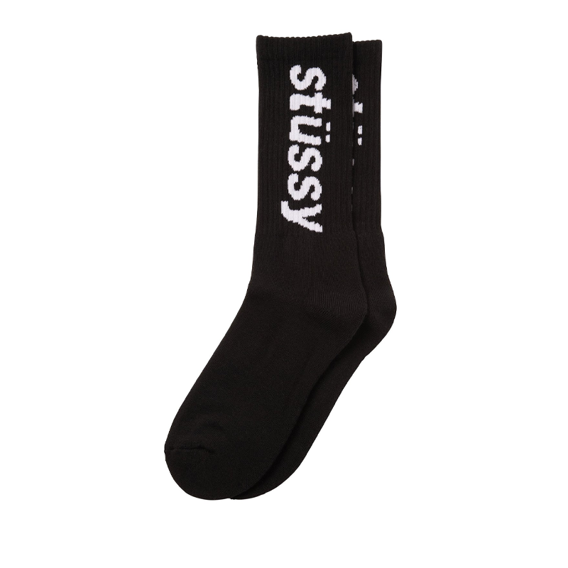 Stussy Helvetica Jacquard Crew Sock Black