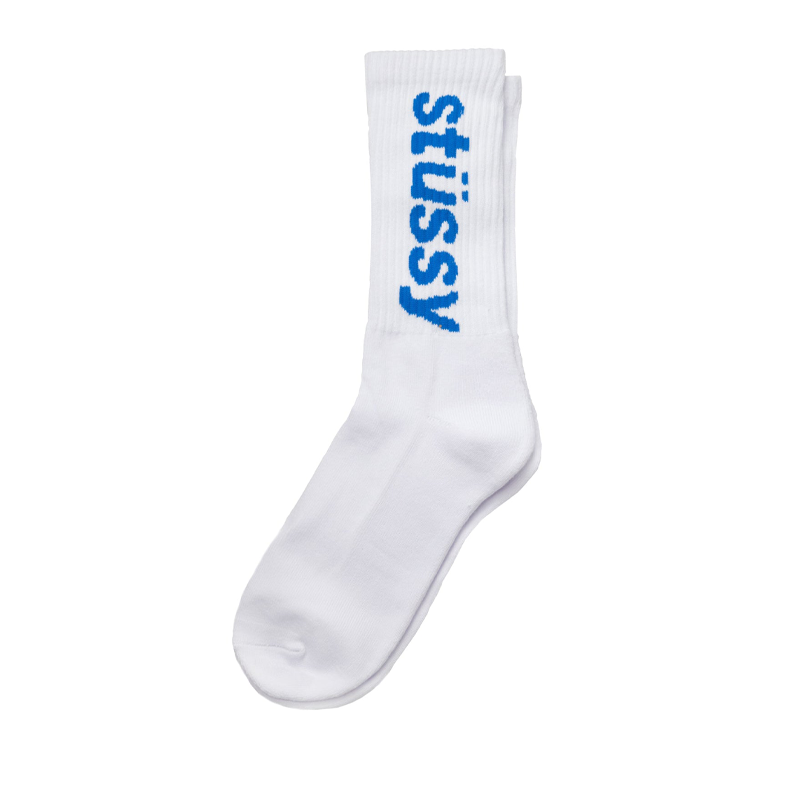 Stussy Helvetica Jacquard Crew Sock Sky Blue