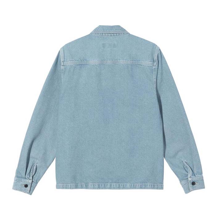 Stussy Denim Zip Up Work Shirt Stone Wash