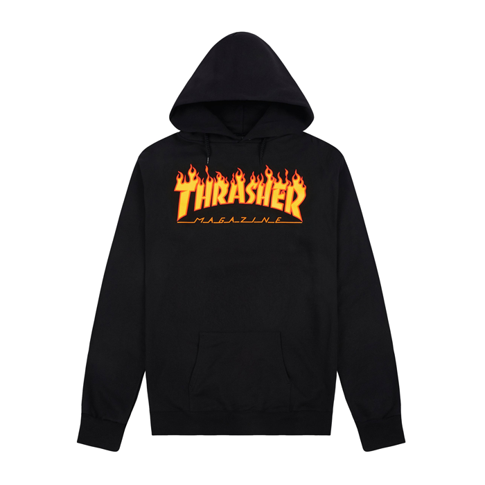 Thrasher Hoodie Flame Logo Black