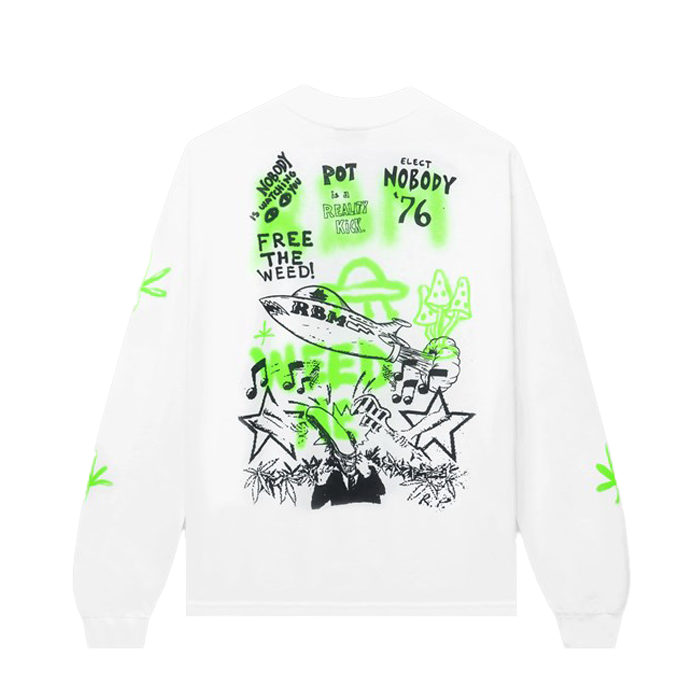 Real Bad Man Free The Weed L/S Tee White