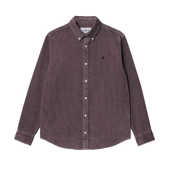 Carhartt WIP LS Madison Cord Shirt Misty Thistle Black