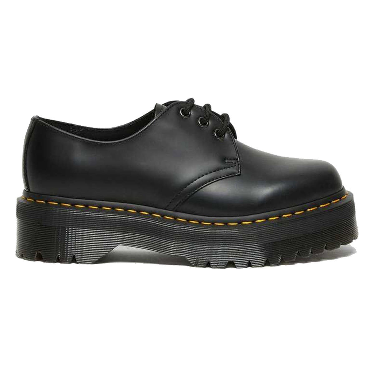 Dr. Martens 1461 Quad Platform Leather Shoes Black Polished Smooth