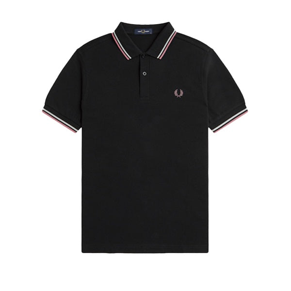 Fred Perry Twin Tipped Shirt Black Dusty Rose Pink