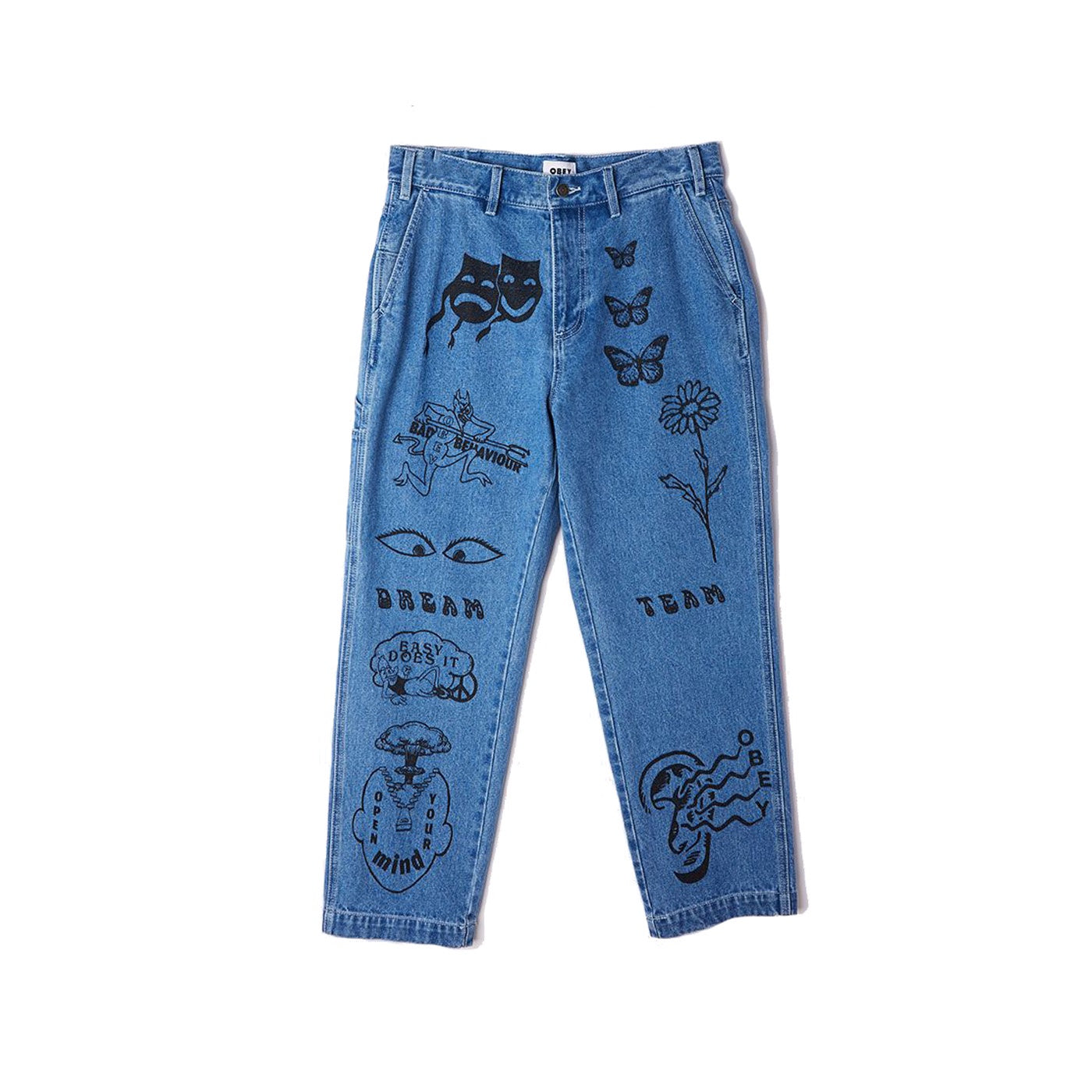 Obey Hardwork Printed Carpenter Pant Light Indigo