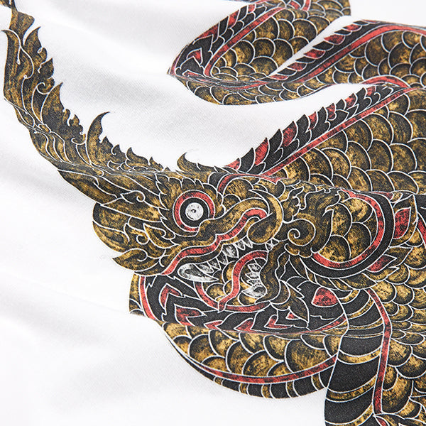 Maharishi Temple Naga Organic T shirt White