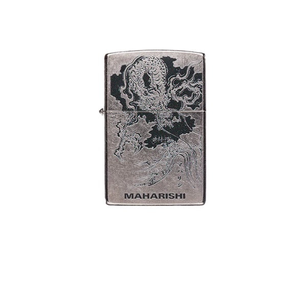 Maharishi Fire Dragon Engraved Zippo Lighter Silver