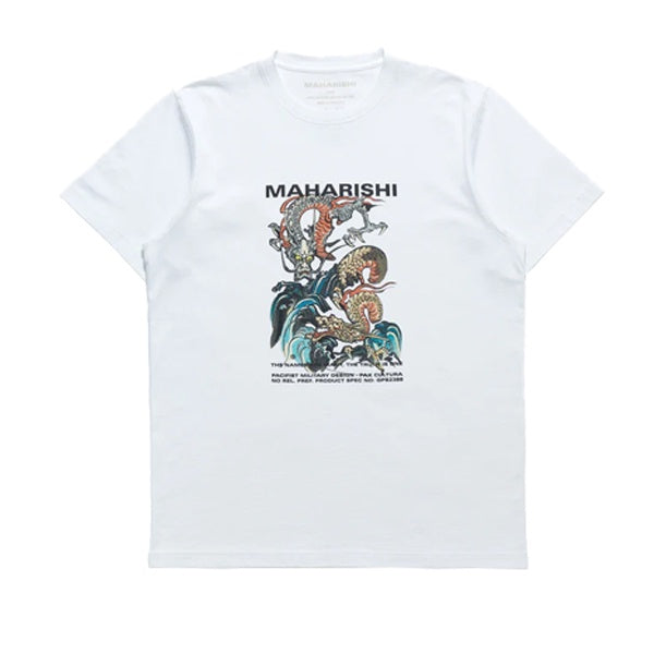 Maharishi Double Dragons Organic T shirt White