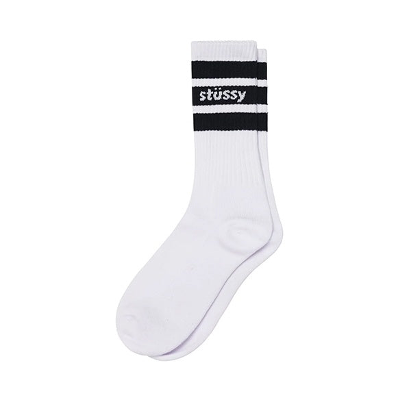 Stussy Stripe Crew Sock White Black