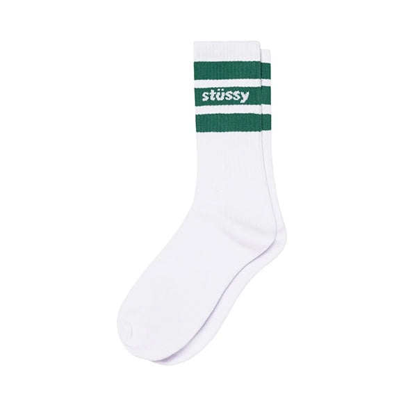 Stussy Stripe Crew Sock White Green
