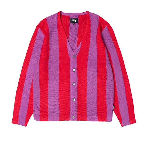 Stussy Stripe Brushed Cardigan Purple