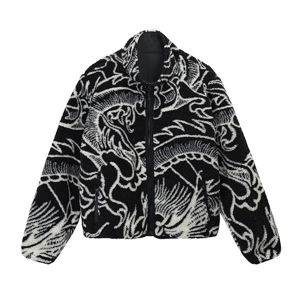 Stussy Dragon Sherpa Jacket Reversible Black